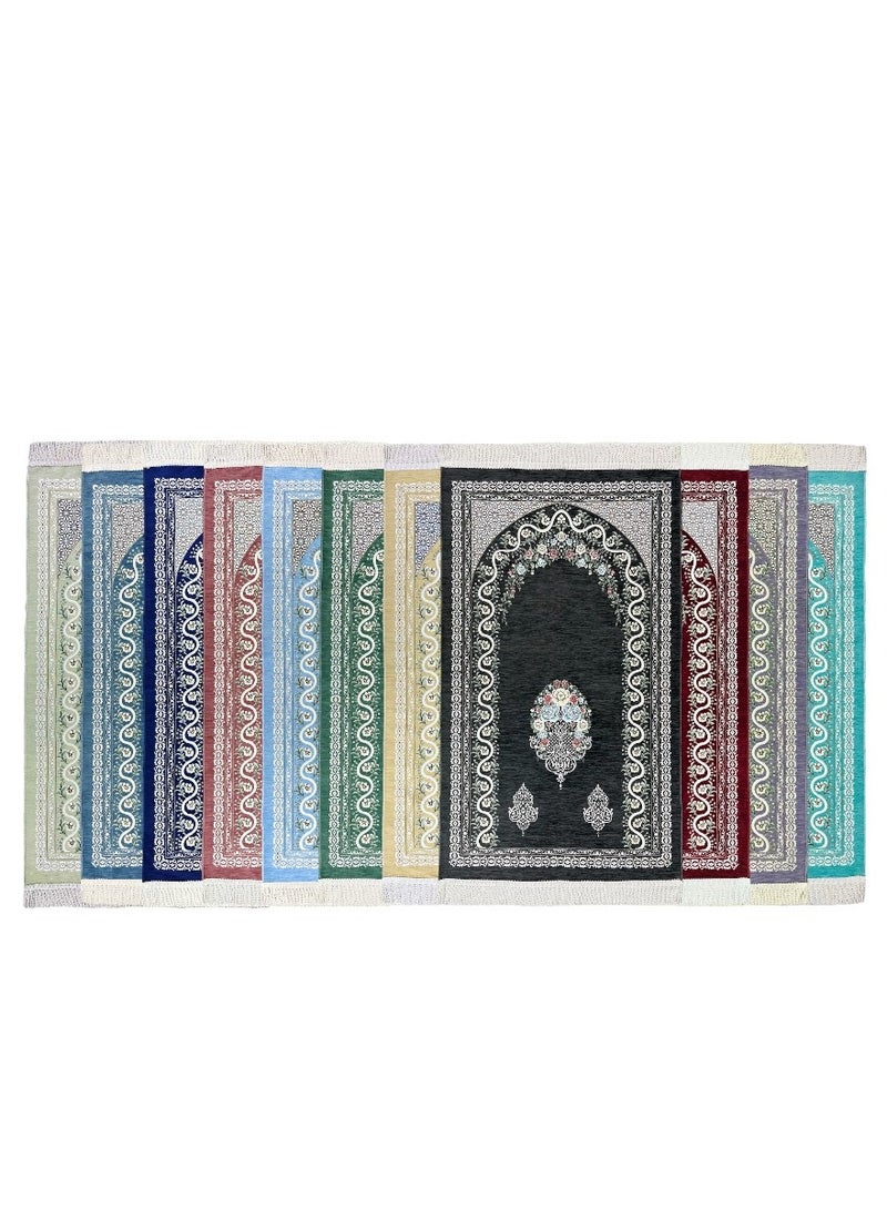 الحرائر  سجادة صلاة فاخرة من قماش الشانيل طويلة الأمد وذات جودة عالية برسوم وزخارف إسلامية مزهرة وألوان متعددة تناسب جميع الأذواق 120X70 سم - Image 5
