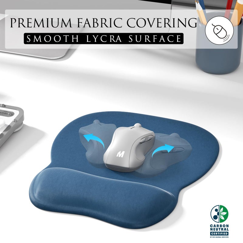 MROCO Ergonomic Mouse Pad with Gel Wrist Rest, Smooth Wrist Support Surface, Non-Slip PU Base for Pain Relief, Comfortable Mousepad for Computer, Laptop, Office & Home, 9.4 x 8.1 in, Navy Blue - Image 2