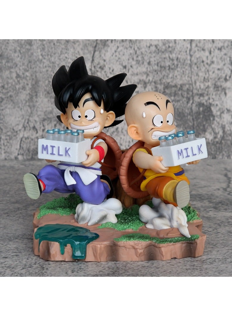 general Dragon Ball Wukong Klin's childhood practice and milk delivery figures highly restore the image of anime characters - Image 1
