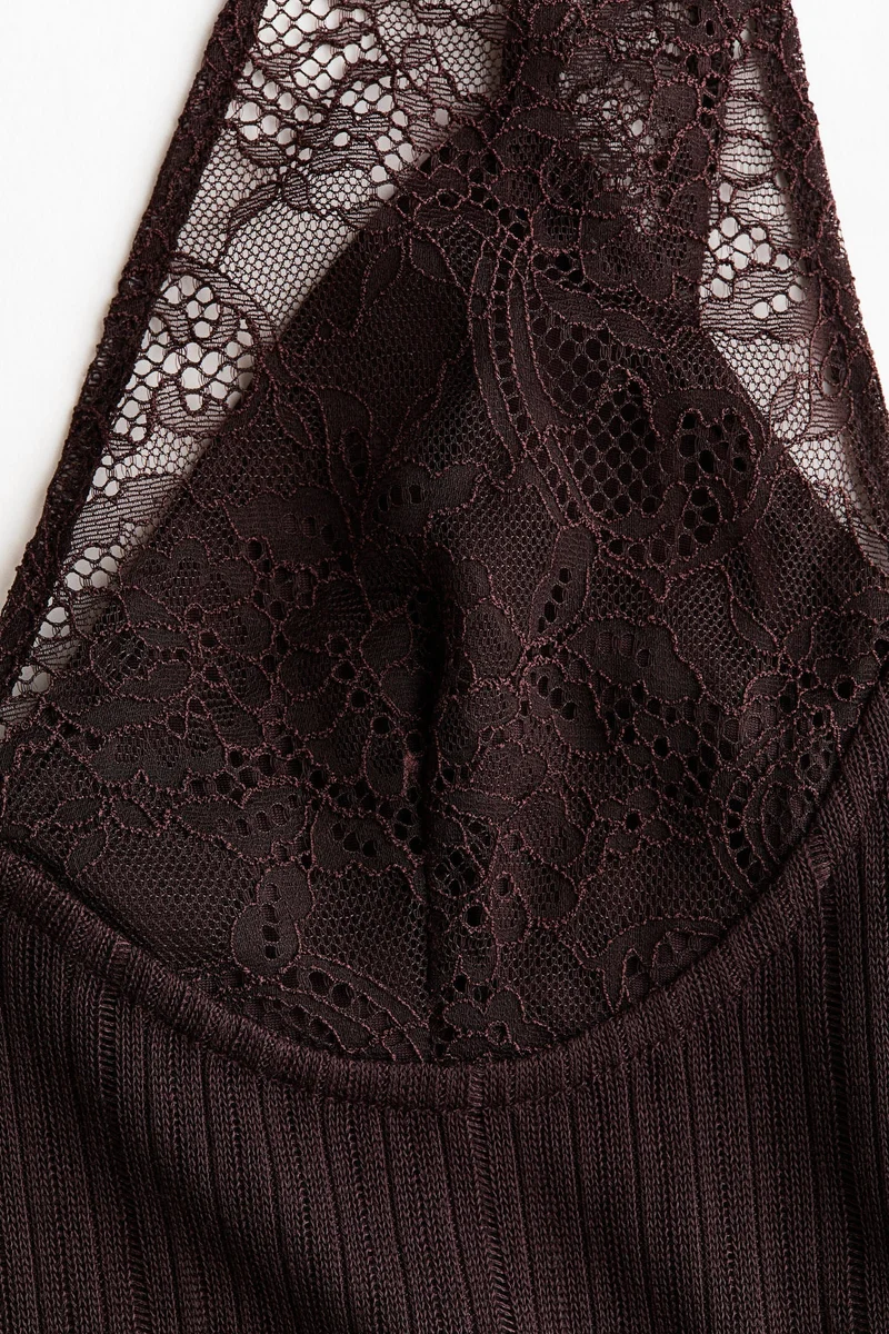 H&M Lace-detail rib-knit top