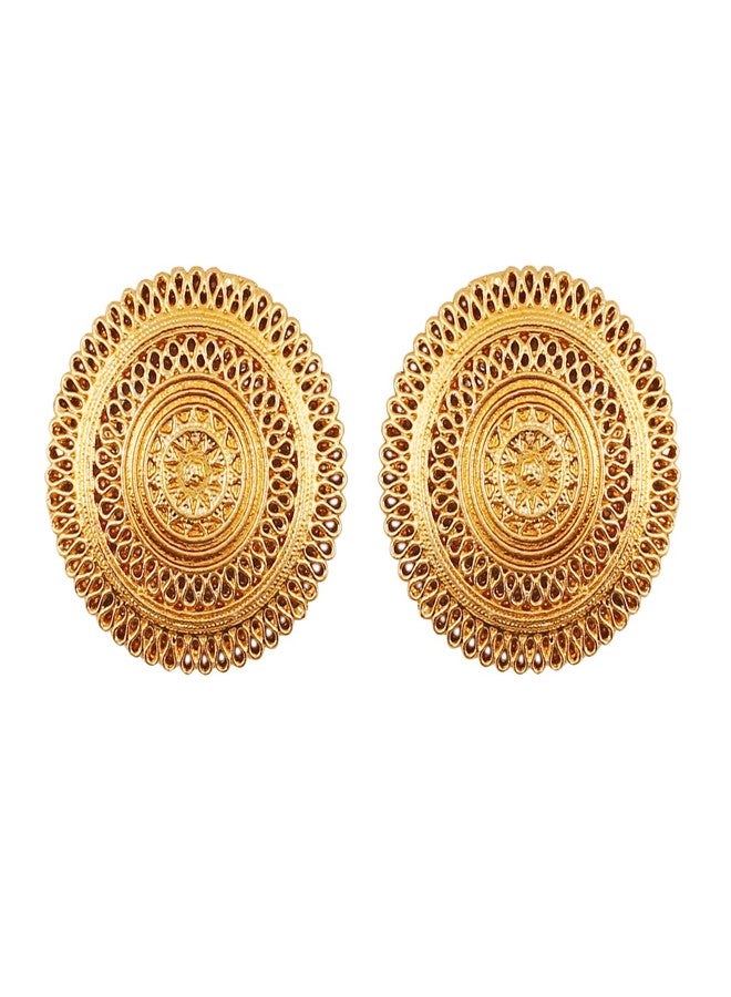 Touchstone Tribal Bohemian Chic Indian Bollywood Artistic Fringes Motif Designer Jewelry Earrings for Women in Antique Gold Tone - Image 1