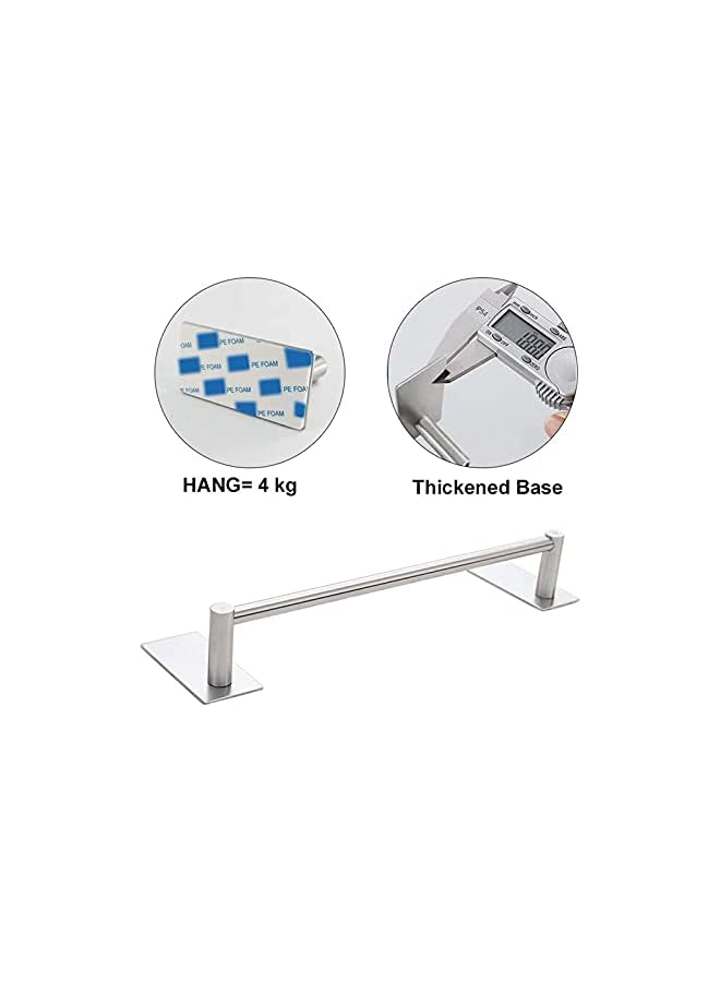 promass Self Adhesive Bathroom Towel Bar- Stainless Steel Bath Wall Shelf Rack Hanging Towel Stick On Sticky Hanger Contemporary Style, NO Drilling (1 Pack, Brushed Nickel, 16-Inch Towel Rack) - Image 4