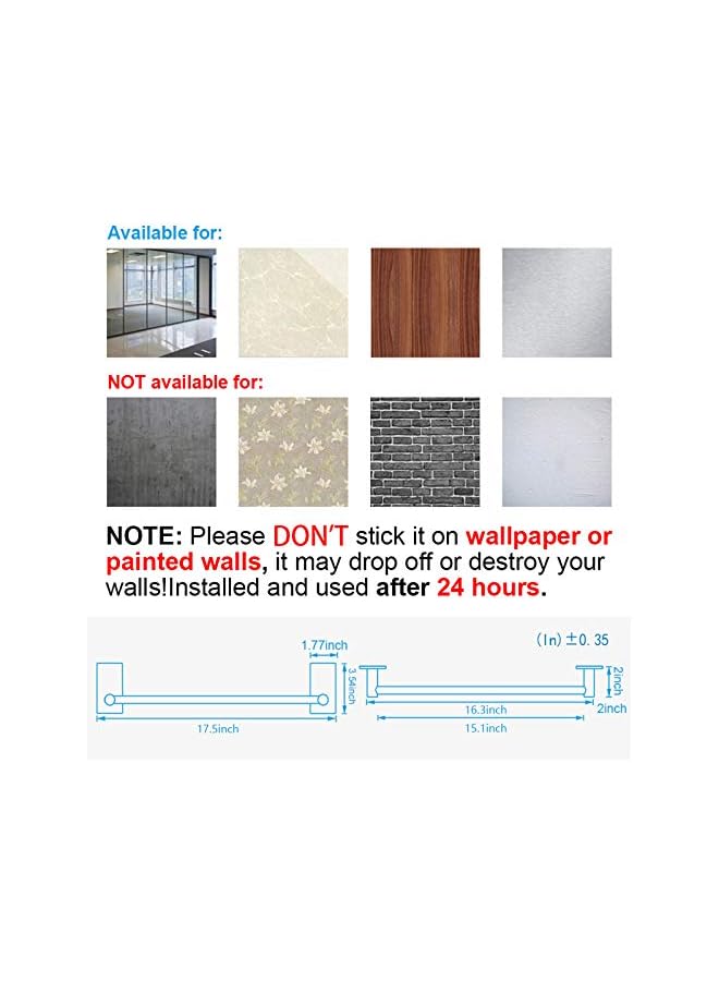 promass Self Adhesive Bathroom Towel Bar- Stainless Steel Bath Wall Shelf Rack Hanging Towel Stick On Sticky Hanger Contemporary Style, NO Drilling (1 Pack, Brushed Nickel, 16-Inch Towel Rack) - Image 5