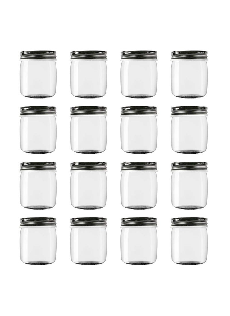 Novelinks novelinks 8 Ounce Clear Plastic Jars with Black Lids  Refillable Round Clear Containers Clear Jars Storage Containers for Kitchen  Household Storage  BPA Free 16 Pack 