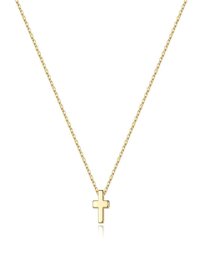 M MOOHAM Cross Necklace for Women Teen Girls Gifts - Gold Necklace Jewelry for Women, Dainty 14k Gold Plated Tiny Small Cross Pendant Necklaces for Womens, Religious Christian Gifts for Womens Girls - Image 1