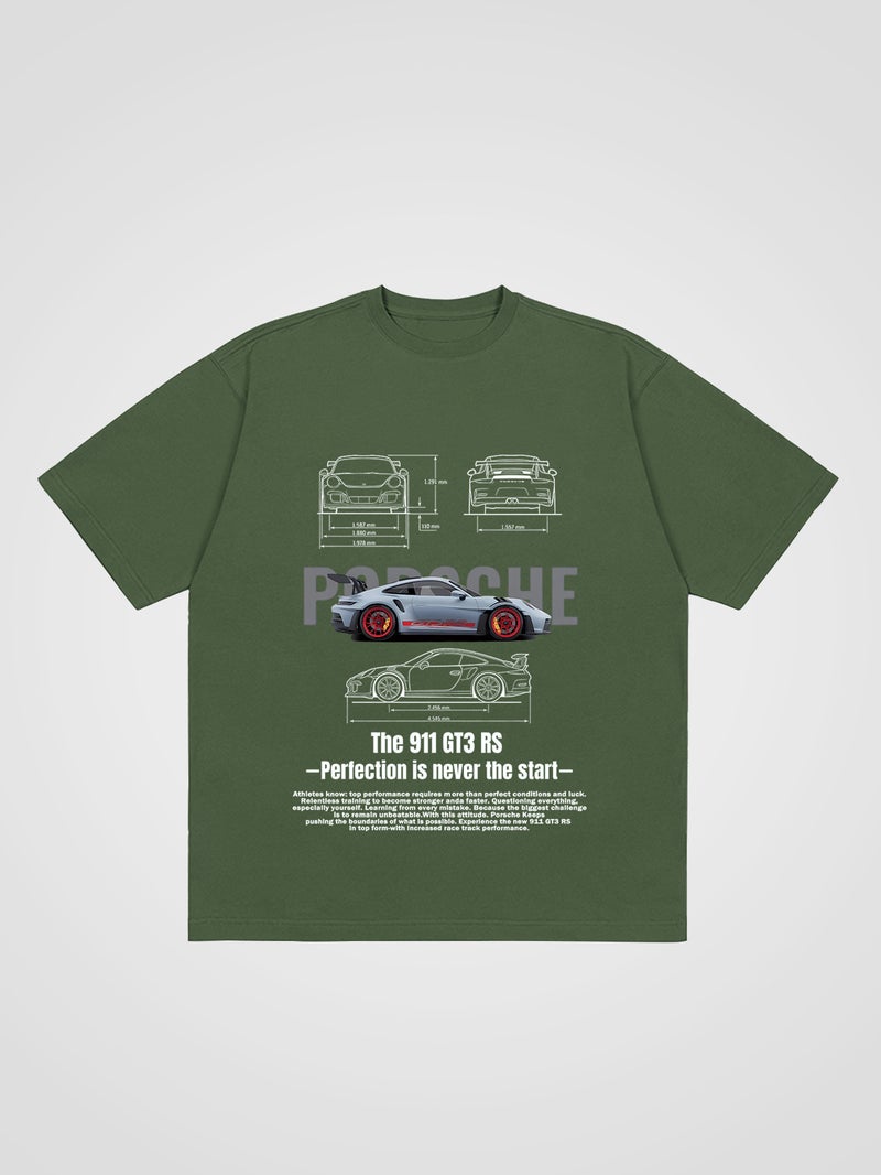 250G Pure Cotton Creative Car Street Casual Oversize Large Short-Sleeved T-Shirt For Men And Women Couples Trendy - Image 1