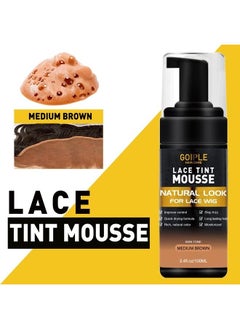Goiple Lace Tint Melting Hair Mousse, Lace Tint Mousse for Women Hair Wigs Lace Wigs Toupees and Hairpieces Natural Finishing Lace Color, Wig Glue Lace Tint for Wigs Tool Set (Mocha- Medium Brown) 