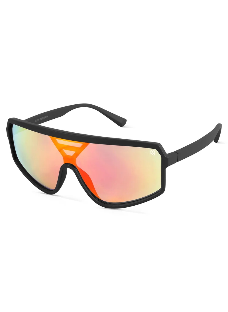 ووجلز Unisex Uv-Protected Orange X Black Sports Sunglasses