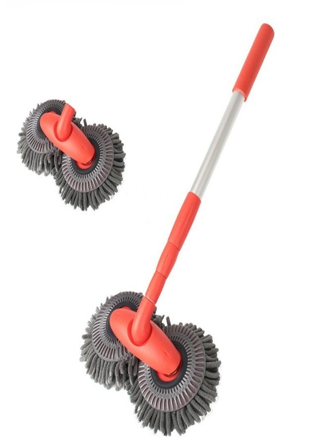 Wang Damai Retractable Double Head Car Wash Brush 360° Rotating Long Handle Car Cleaning Kit Brush Chenille Microfiber Car Wash Mop Not Hurt Paint Scratch Free((Single Set + 1 Spare Brush Head) - Image 1