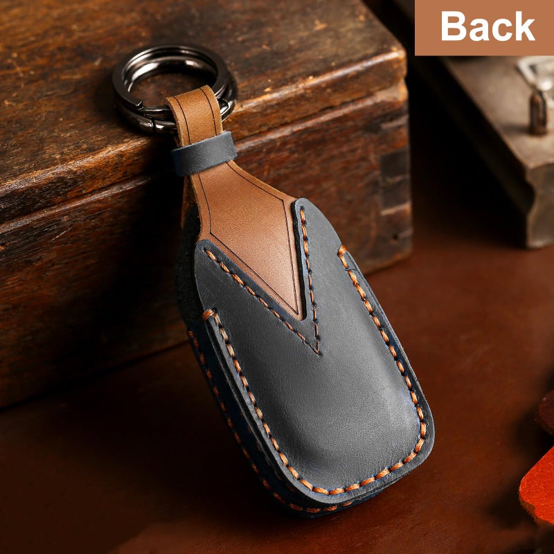 Aoocar Leather Key Fob Cover, Compatible with Subaru Forester CrossTrek Outback Ascent Legacy Impreza WRX BRZ STI, etc, Retro Style No Screw Design Smart Key Holder Protector(4 Button, Black) - Image 3