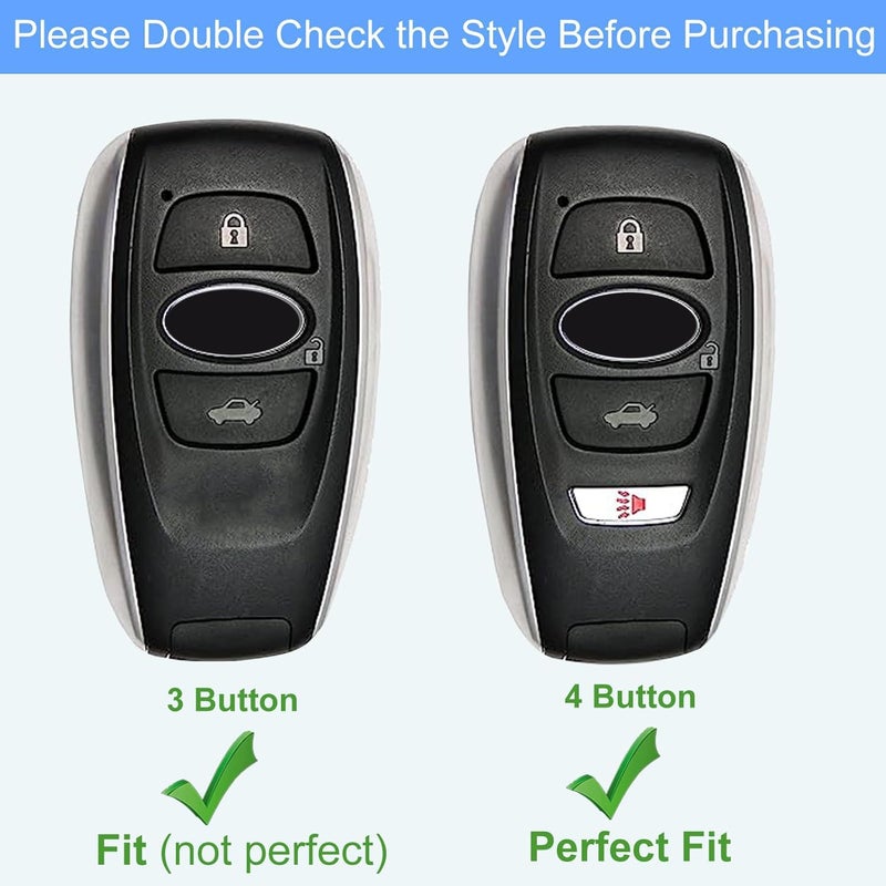 Aoocar Leather Key Fob Cover, Compatible with Subaru Forester CrossTrek Outback Ascent Legacy Impreza WRX BRZ STI, etc, Retro Style No Screw Design Smart Key Holder Protector(4 Button, Black) - Image 2