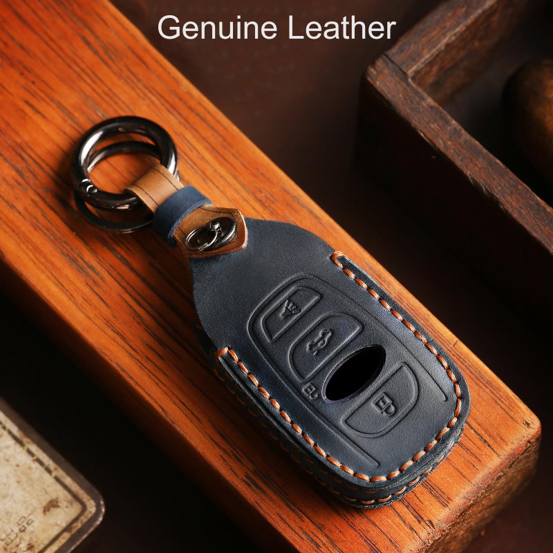Aoocar Leather Key Fob Cover, Compatible with Subaru Forester CrossTrek Outback Ascent Legacy Impreza WRX BRZ STI, etc, Retro Style No Screw Design Smart Key Holder Protector(4 Button, Black) - Image 4