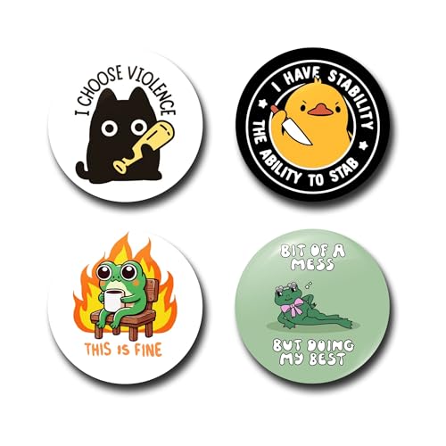 WUBUPRINT Button Badges with Fridge Magnet | Funny Quotes Combo 10 Round Plastic Button Badges with Strong Magnet | Perfect for Gifts, Jackets, Backpacks & More (Multicolor) Pack of 6 - Image 1