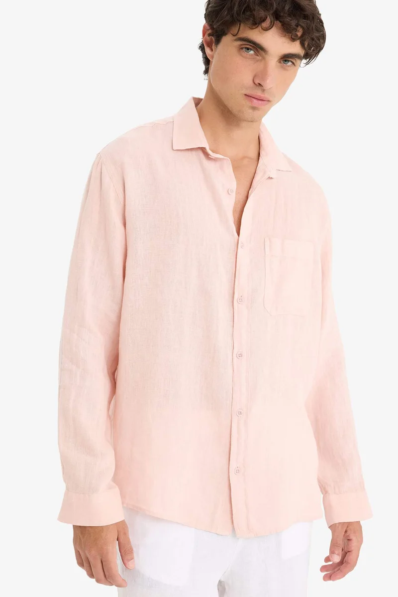 ديفاكتو 100% Linen Relax Fit Long Sleeve Shirt