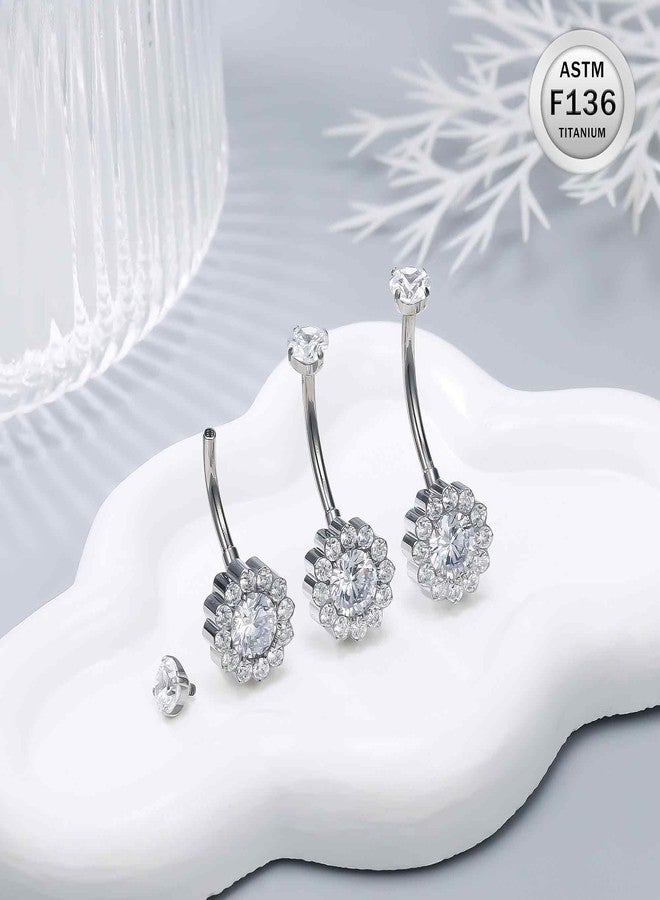 Ruifan ASTM F136 Titanium Belly Button Rings Clear Cubic Zircon Sun Hypoallergenic Internally Threaded 14G Long Navel Body Piercing Jewelry 12mm For Women Style 1# - Image 5