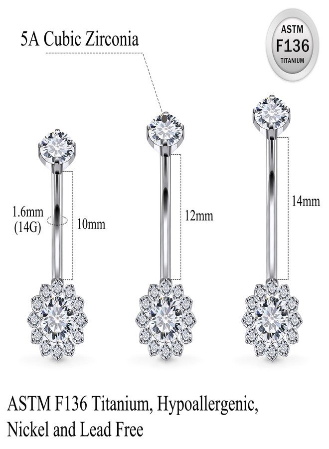 Ruifan ASTM F136 Titanium Belly Button Rings Clear Cubic Zircon Sun Hypoallergenic Internally Threaded 14G Long Navel Body Piercing Jewelry 12mm For Women Style 1# - Image 2