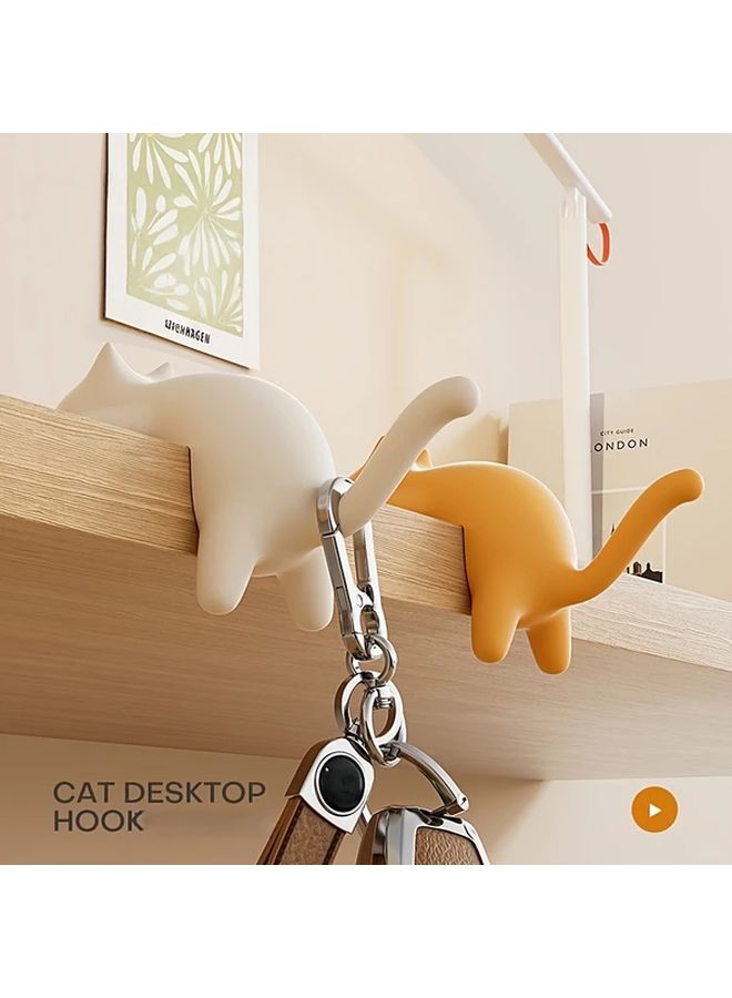 Cat Hook Yellow No Drill No Trace Multifunctional Table Side Hanger For School Desk - Image 3