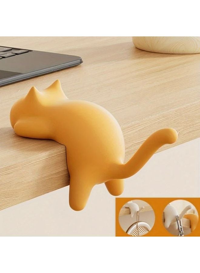 Cat Hook Yellow No Drill No Trace Multifunctional Table Side Hanger For School Desk - Image 1