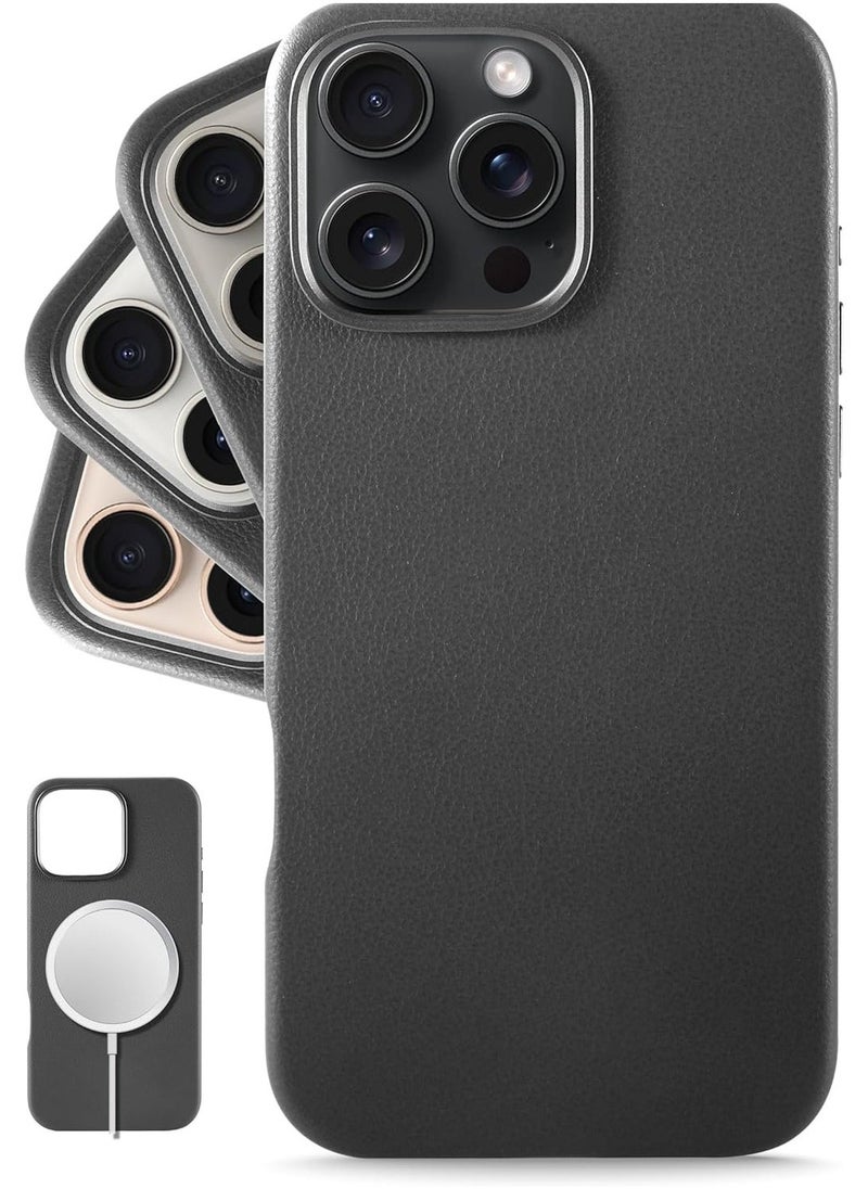 حافظة جلدية أوروبية لجهاز iPhone 16 Pro Max - ناعمة وطرية مع مرور الوقت، متوافقة مع MagSafe (أسود) - Image 1