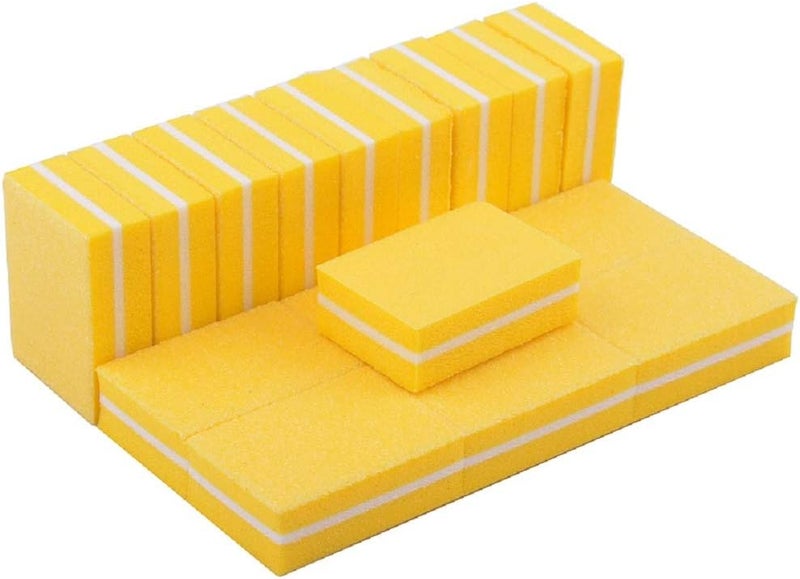 Yimart 20 Pcs Double-sided Mini Nail Buffer Block Colorful Sponge Nail Polish Sanding Buffer Strips Nail File Blocks Manicure Tools (Yellow) - Image 5