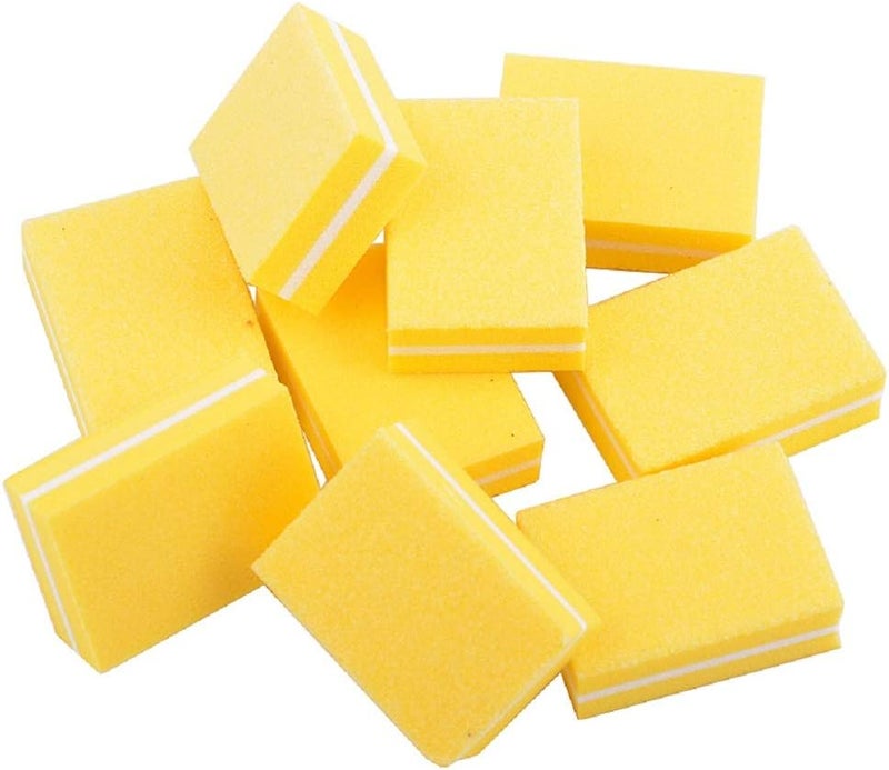 Yimart 20 Pcs Double-sided Mini Nail Buffer Block Colorful Sponge Nail Polish Sanding Buffer Strips Nail File Blocks Manicure Tools (Yellow) - Image 2