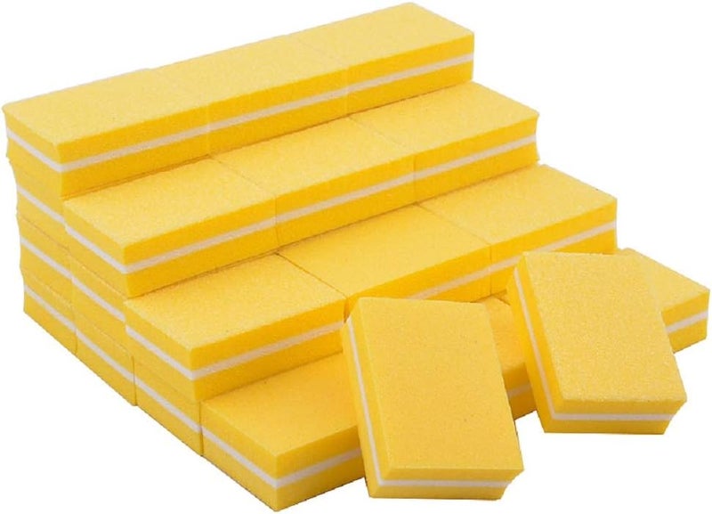 Yimart 20 Pcs Double-sided Mini Nail Buffer Block Colorful Sponge Nail Polish Sanding Buffer Strips Nail File Blocks Manicure Tools (Yellow) - Image 3