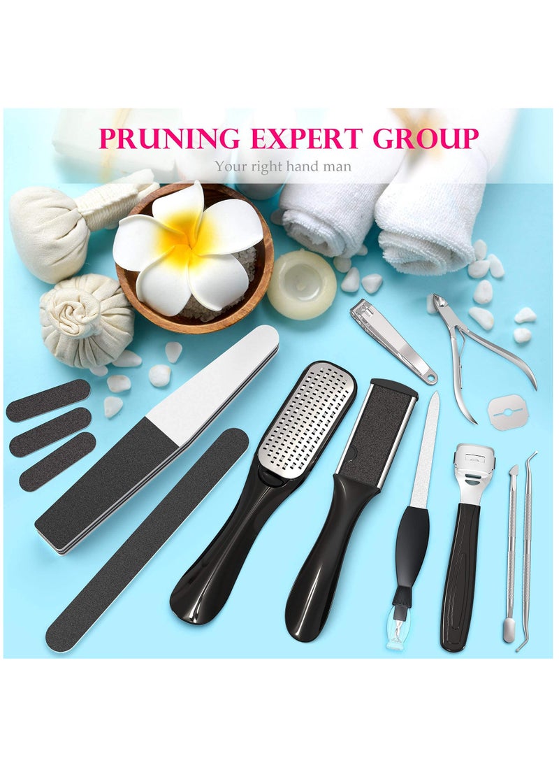 KASTWAVE Foot Files Callus Remover, Foot scrubber for dead skin and Nail Toenail Clipper, Cuticle Pusher Pedicure Kit 15 in 1 Foot Care to Remove Hard Skin for Women Men Salon or Home - Image 3