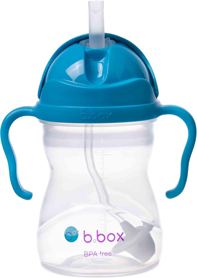 b.box كوب سبي من b.box مع قشة قابلة للطي، اشرب من أي زاوية | قشة مثقلة، مقاومة للتسرب، مقاومة للانسكاب وسهلة الإمساك | خالية من BPA، آمنة في غسالة الصحون | للأطفال من 6 أشهر إلى toddlers (كوبالت، 8 أونصات) - Image 1