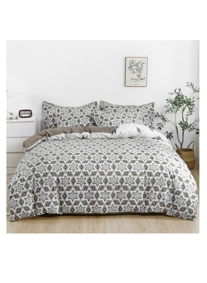 PROMASS 6-Piece Double Size Duvet Cover Set, 1 Duvet Cover + 1 Flat Sheet + 4 Pillow Cases, Microfibre, Celeste - Image 1