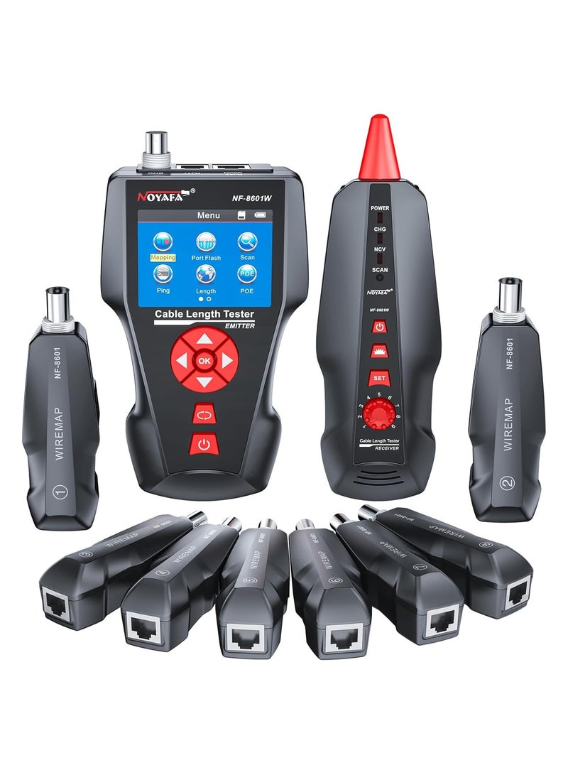 نويافا جهاز اختبار كابلات الشبكة NF-8601W، جهاز اختبار كابلات إيثرنت LAN، جهاز تتبع النغمات التشخيصية RJ45 UTP STP، جهاز اختبار طول كابلات الشبكة لـ RJ45، RJ11، BNC، PING/POE 8، جهاز تتبع أسلاك الهاتف  - Image 2