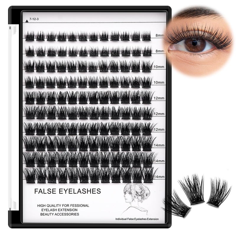 Bodermincer 120 Clusters 10mm12mm12mm14mm14mm16mm Mixed Wide Cluster False Eyelash Individual Cluster EyeLashes Grafting Fake False Eyelashes Eyelash Extension Black 8101214mm Mixed