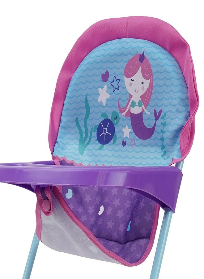 509 Crew Mermaid Doll Highchair - Kids Pretend Play Highchair w/Front Tray & Safety Harness, Feeding Playtime Ages 3+ - Image 5