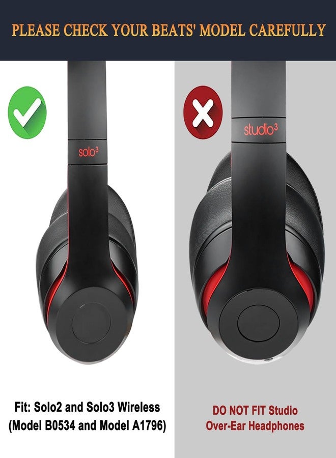 SoloWIT Cooling Gel Replacement Ear Pads Cushions for Beats Solo 2, Solo 3 (Solo2 Solo3) Wireless On-Ear Headphones, Earpads with High-Density Noise Isolation Foam, Added Thickness - Black - Image 2