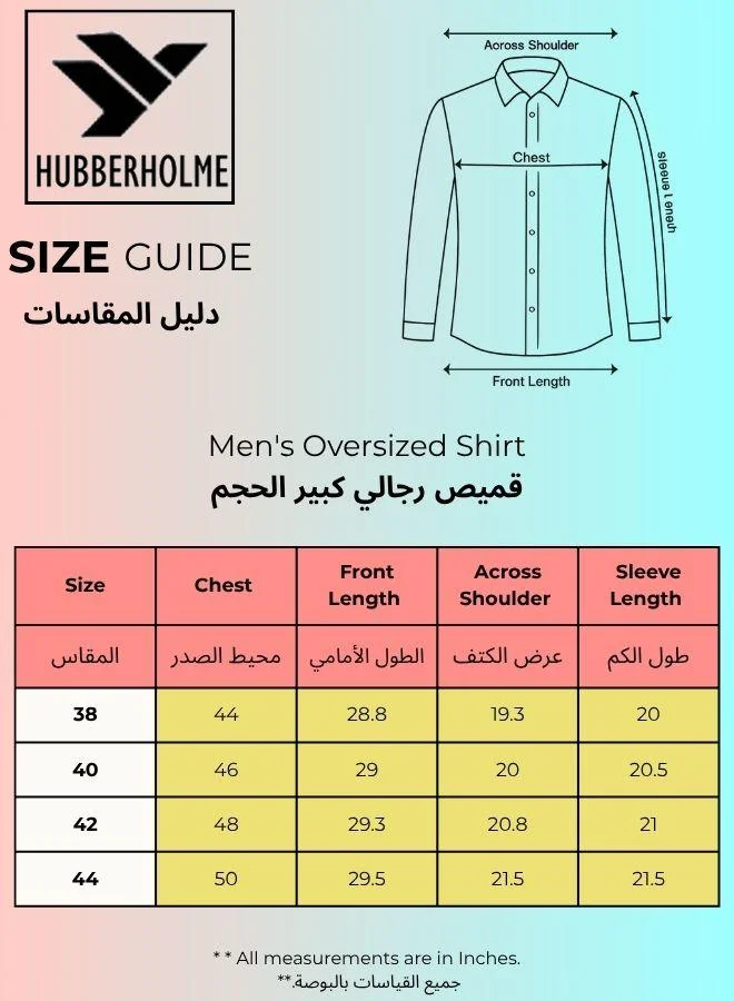 Hubberholme Grey Men's Grey Cotton Blend Checkered Button Down Oversized Shirt for Men | Best Price UAE