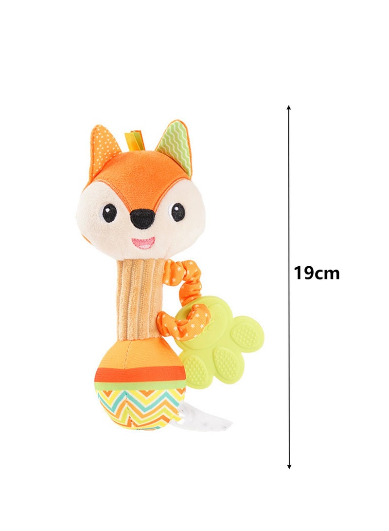 Teether Rattle Baby Toy 0-1 Years Old Educational Soothing Baby Toy Hand Grip Stick Plush Doll (Fox) - Image 2