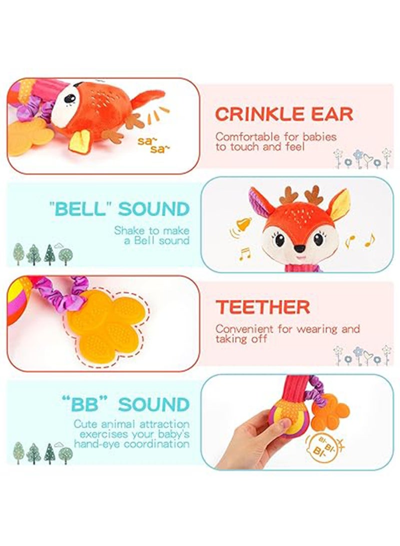 Teether Rattle Baby Toy 0-1 Years Old Educational Soothing Baby Toy Hand Grip Stick Plush Doll (Fox) - Image 3