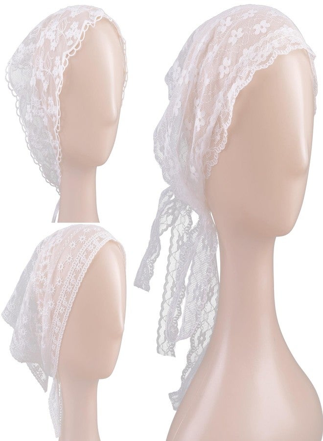 Framendino, 3 Pack Lace Floral Hair Bandanas Headband Triangle Mesh Flower Head Scarf Kerchief for Universal Hairstyle - Image 1