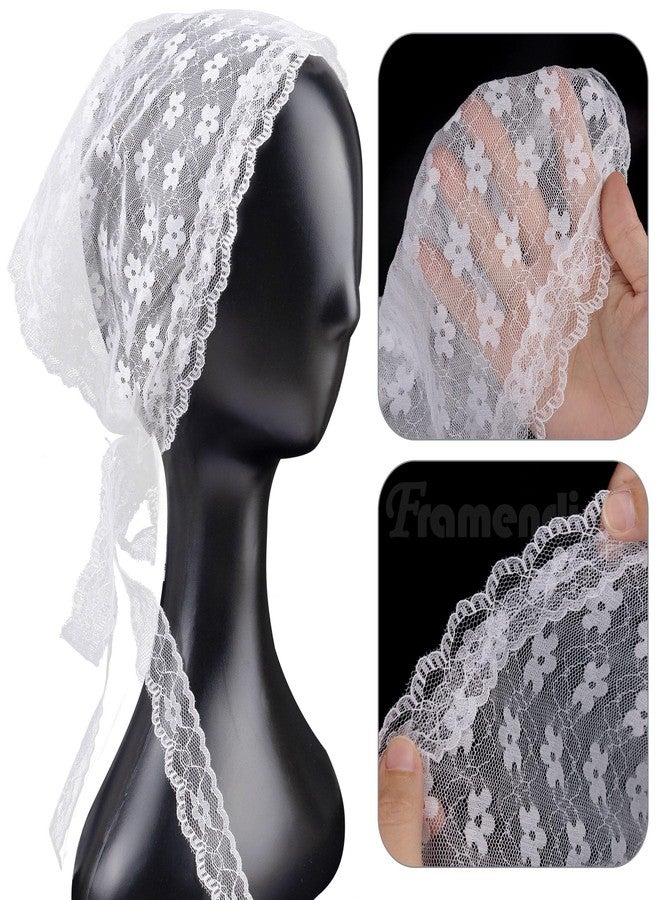 Framendino, 3 Pack Lace Floral Hair Bandanas Headband Triangle Mesh Flower Head Scarf Kerchief for Universal Hairstyle - Image 2