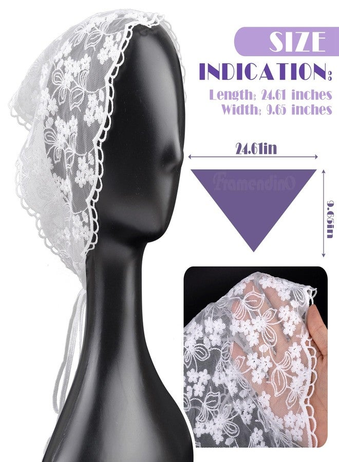Framendino, 3 Pack Lace Floral Hair Bandanas Headband Triangle Mesh Flower Head Scarf Kerchief for Universal Hairstyle - Image 4