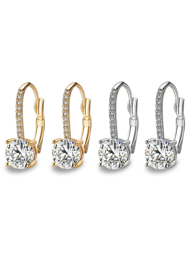 Excefore Diamond Hoop Earrings for Women, Copper Earrings, Bridal Earrings, Girls and Women's Fashion Jewelry - Image 1