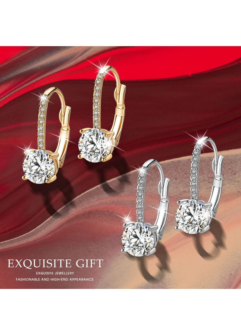 Excefore Diamond Hoop Earrings for Women, Copper Earrings, Bridal Earrings, Girls and Women's Fashion Jewelry - Image 3