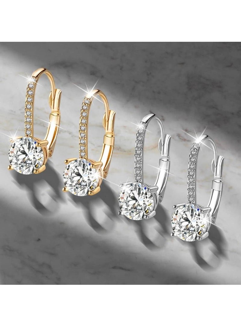 Excefore Diamond Hoop Earrings for Women, Copper Earrings, Bridal Earrings, Girls and Women's Fashion Jewelry - Image 2