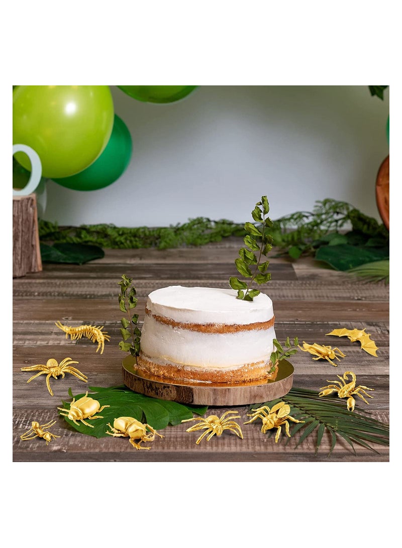 SYOSI Metallic Gold Insects Figurines Playset: The set includes 12 pieces of metallic gold insects figurines toys, including a variety of insects such as spiders, beetles, ants, scorpions, centipedes, bats, - Image 5