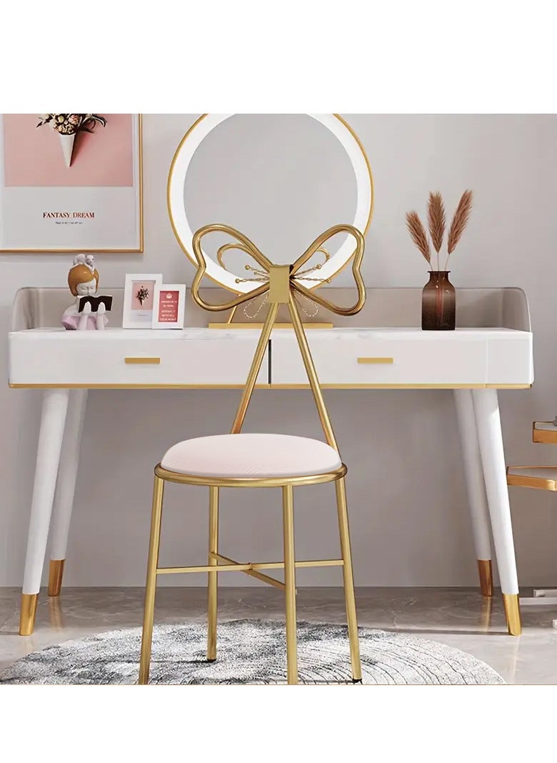 ZUIHAO Metal Vanity Chair Leathers Padded Seat Makeup Chair Butterfly Chair Makeupwhite Stool Dressing Chair  - Image 1
