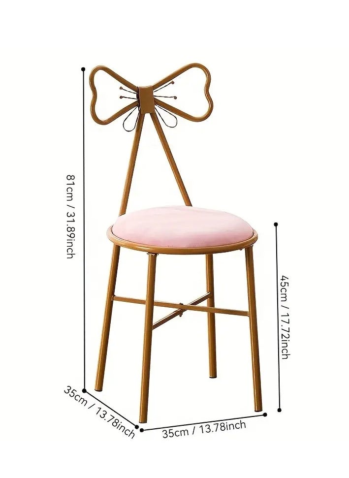 ZUIHAO Metal Vanity Chair Leathers Padded Seat Makeup Chair Butterfly Chair Makeupwhite Stool Dressing Chair  - Image 3