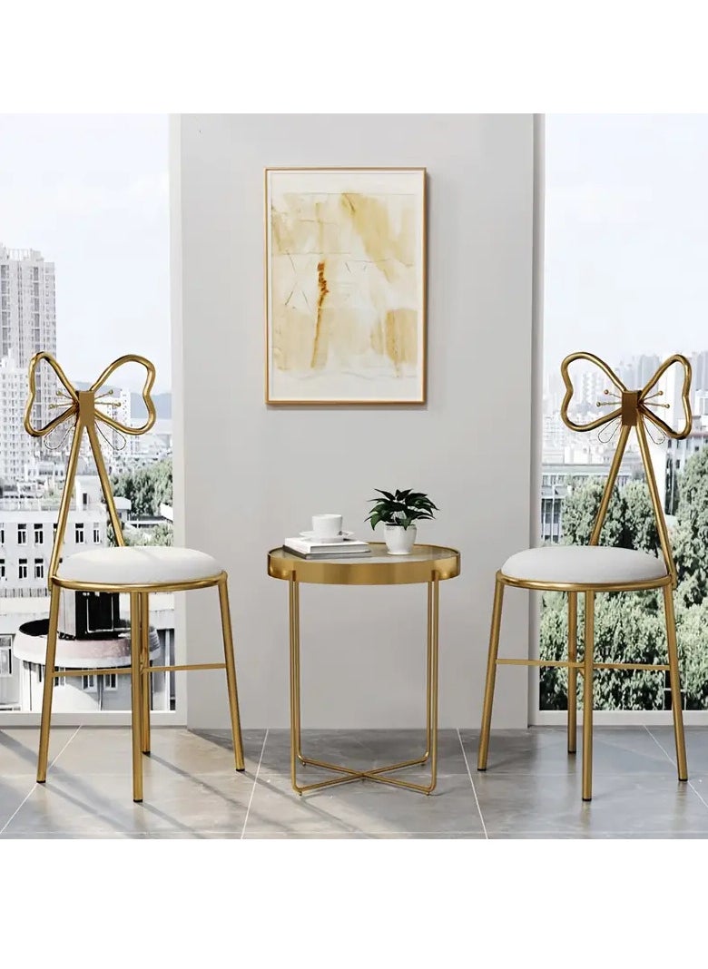 ZUIHAO Metal Vanity Chair Leathers Padded Seat Makeup Chair Butterfly Chair Makeupwhite Stool Dressing Chair  - Image 4