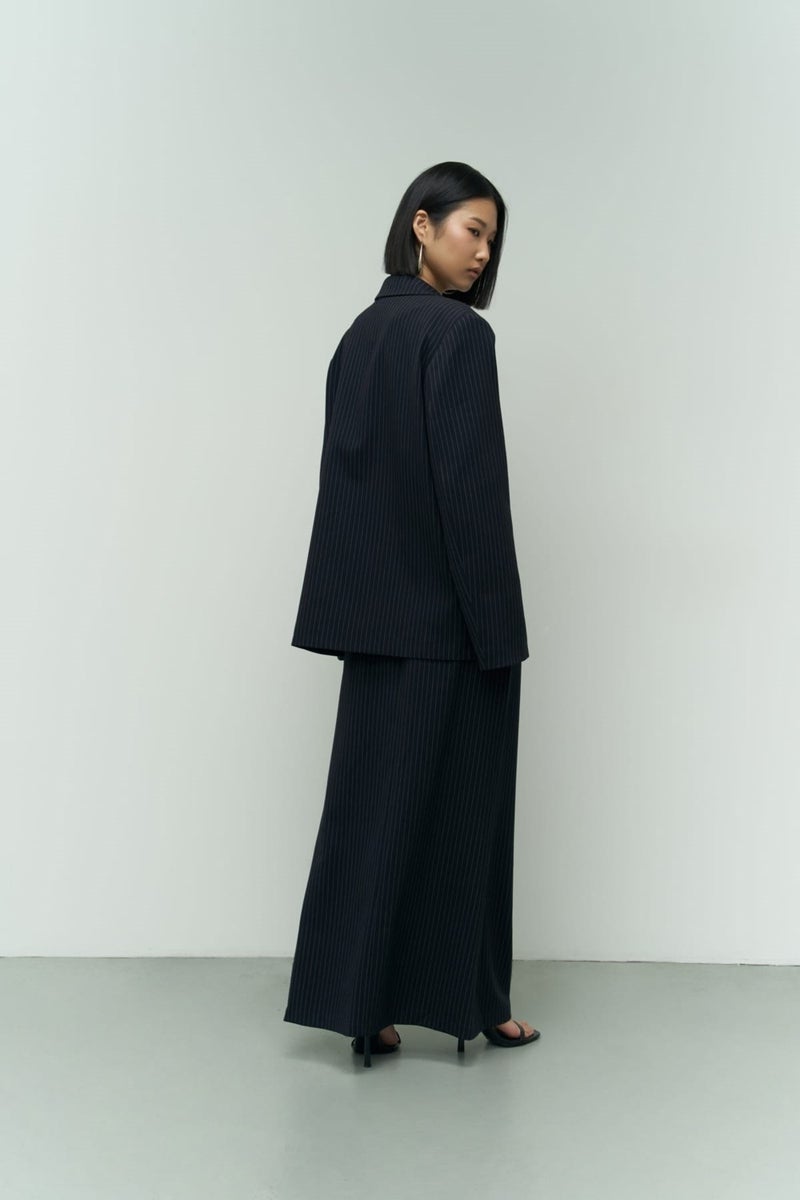 Mai Collection Bruno Striped Navy Blue Blazer  - Image 4