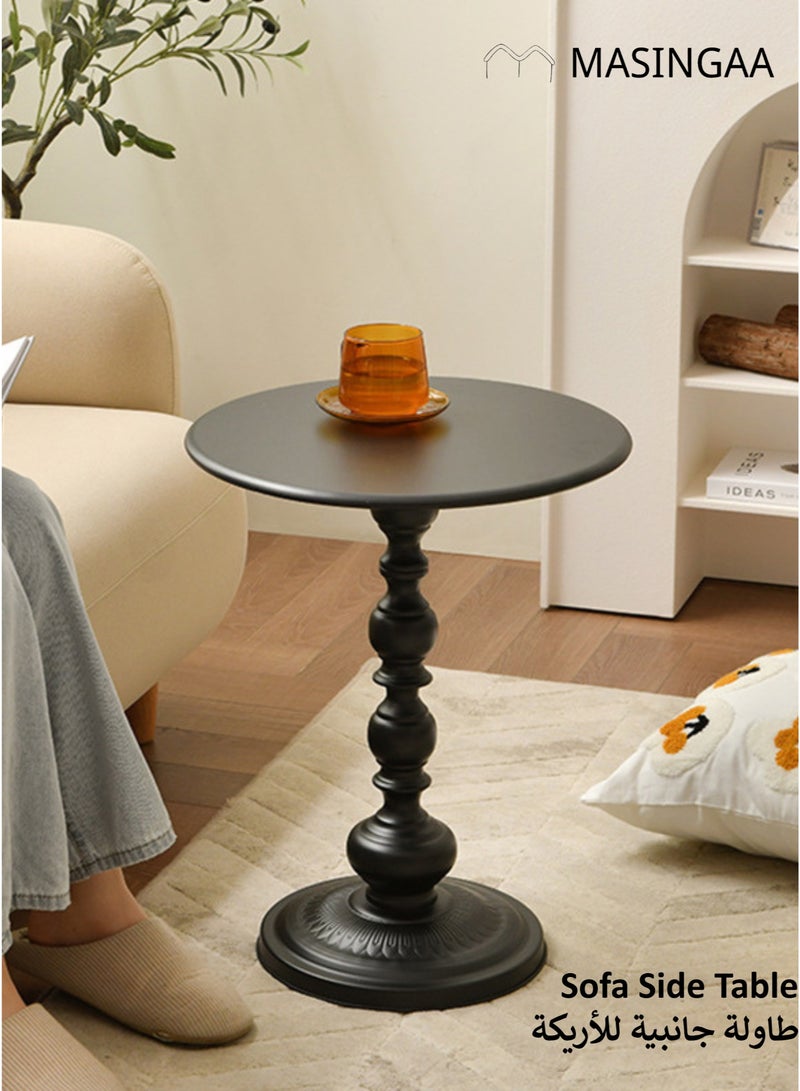 ماساجا طاولة جانبية للأريكة، طاولة قهوة، طاولة صغيرة نورديك للزاوية، طاولة شاي جانبية لغرفة المعيشة، خارجية، غرفة نوم، سوداء - Image 1