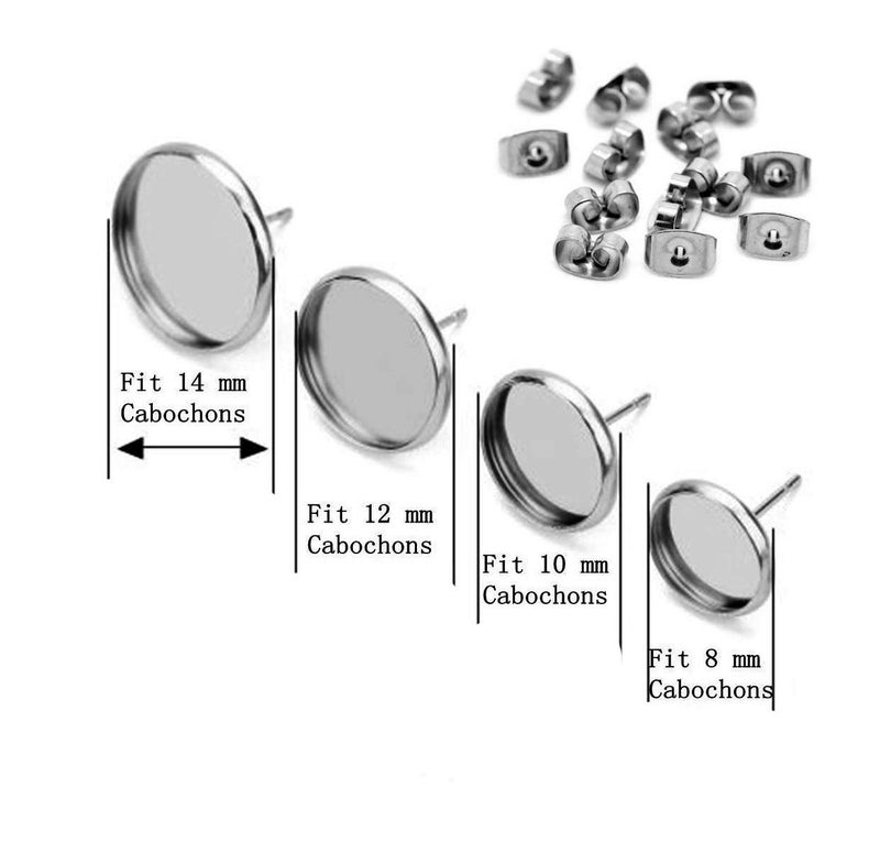 iloveDIYbeads 40pcs 12mm Stainless Steel Blank Stud Earring Bezel Setting for Jewelry Making with 40pcs Surgical Steel Earring Backs DIY Findings (9851) - Image 3