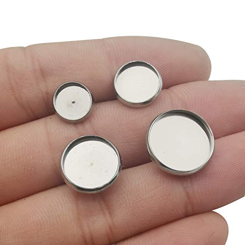 iloveDIYbeads 40pcs 12mm Stainless Steel Blank Stud Earring Bezel Setting for Jewelry Making with 40pcs Surgical Steel Earring Backs DIY Findings (9851) - Image 5